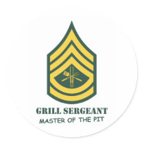 Army Grill Sergeant Round Sticker