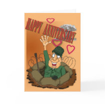 Army Man waiving Happy Anniversary Greeting Cards