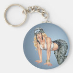 Army, Military Girl in Camo Pinup by Al Rio Keychains