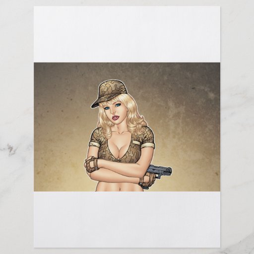 Army, Military Pin-up Good Girl by Al Rio Art Personalized Flyer