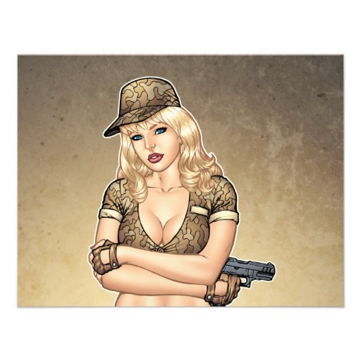 Army, Military Pin-up Good Girl by Al Rio Art Custom Invites