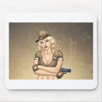 Army, Military Pin-up Good Girl by Al Rio Art Mousepad