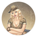 Army, Military Pin-up Good Girl by Al Rio Art Stickers