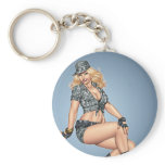 Army Military Pinup Girl in Camo #6 by Al Rio Key Chains