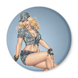 Army Military Pinup Girl in Camo #6 by Al Rio Magnet