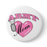 Army Mom Heart N Dog Tag Buttons