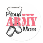 Army Mom Hearts Round Sticker