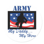 Army My Daddy My Hero Round Stickers
