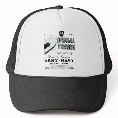 Army Navy Game Trains via Pennsylvania Railroad Mesh Hats by stanrail