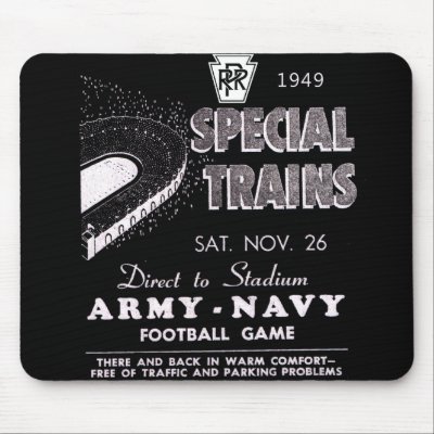 Army Navy Game Trains via Pennsylvania Railroad Mouse Pads by stanrail