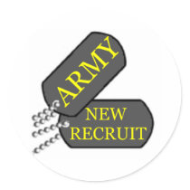 Army New Recruit Round Stickers
