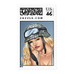 Army or Military Girl Pinup with Helmet by Al Rio postage