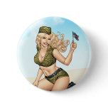 Army or Military Pinup Girl with American Flag