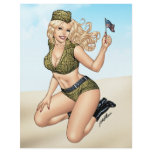 Army or Military Pinup Girl with American Flag Personalized Flyer