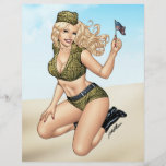 Army or Military Pinup Girl with American Flag Personalized Flyer