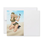Army or Military Pinup Girl with American Flag Invite