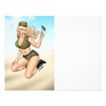 Army or Military Pinup Girl with American Flag Invite
