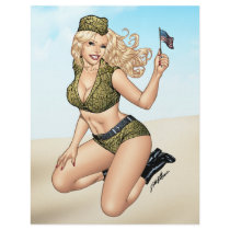army, marines, military, wife, blond, pin-up, pinup, art, girl, woman, camo, belt, heels, al rio, reserves, mom, mother, Letterhead with custom graphic design