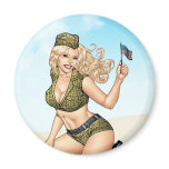 Army or Military Pinup Girl with American Flag magnets