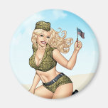 Army or Military Pinup Girl with American Flag Magnets