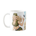 Army or Military Pinup Girl with American Flag Mugs
