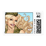 Army or Military Pinup Girl with American Flag Postage Stamps
