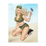 Army or Military Pinup Girl with American Flag Postcards
