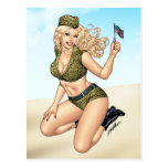 Army or Military Pinup Girl with American Flag Postcards