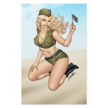 Army or Military Pinup Girl with American Flag Stationery Paper