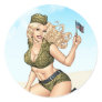 Army or Military Pinup Girl with American Flag Stickers