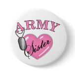 Army Sister Heart N Dog Tag Pinback Buttons