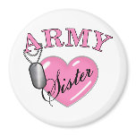 Army Sister Heart N Dog Tag Fridge Magnet
