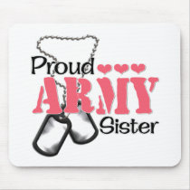 Army Sister Hearts Mouse Pad