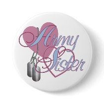 Army Sister Hearts N Dog Tags Button