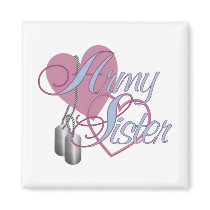 Army Sister Hearts N Dog Tags Fridge Magnet