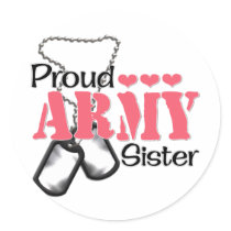Army Sister Hearts Stickers