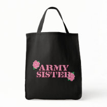 Army Sister Pink Roses Tote Bag