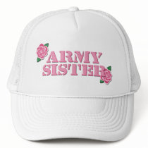 Army Sister Pink Roses Mesh Hats