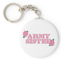 Army Sister Pink Roses Keychains