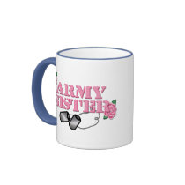 Army Sister Pink Roses N Dog Tags Mugs
