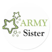 Army sister round stickers