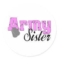 Army Sister Round Sticker