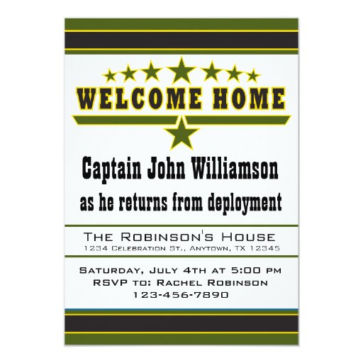 army soldier welcome home invitation zazzle welcome home invitations