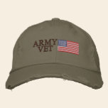 Army Vet with American Flag embroidered hats