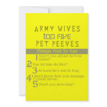 Army Wives Pet Peeves List message cards invitations