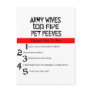 Army Wives Pet Peeves Post Cards