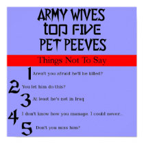 Army Wives Pet Peeves Poster posters