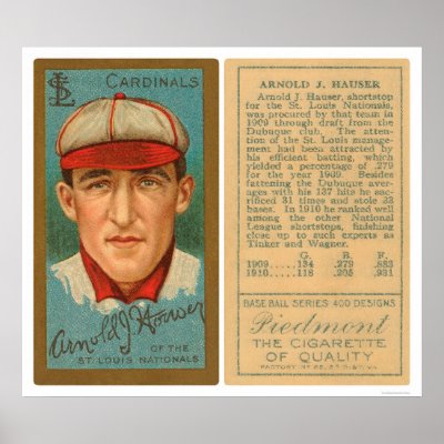Arnold Hauser Cardinals Baseball 1911 Posters by lc_baseball