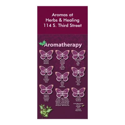 Aromatherapy Chart in Burgundy Custom Rack Cards by livingzen