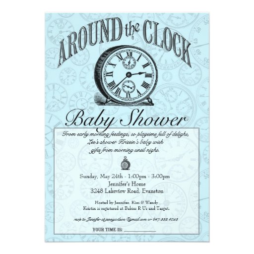 Around the Clock Baby Shower Invitation - Blue